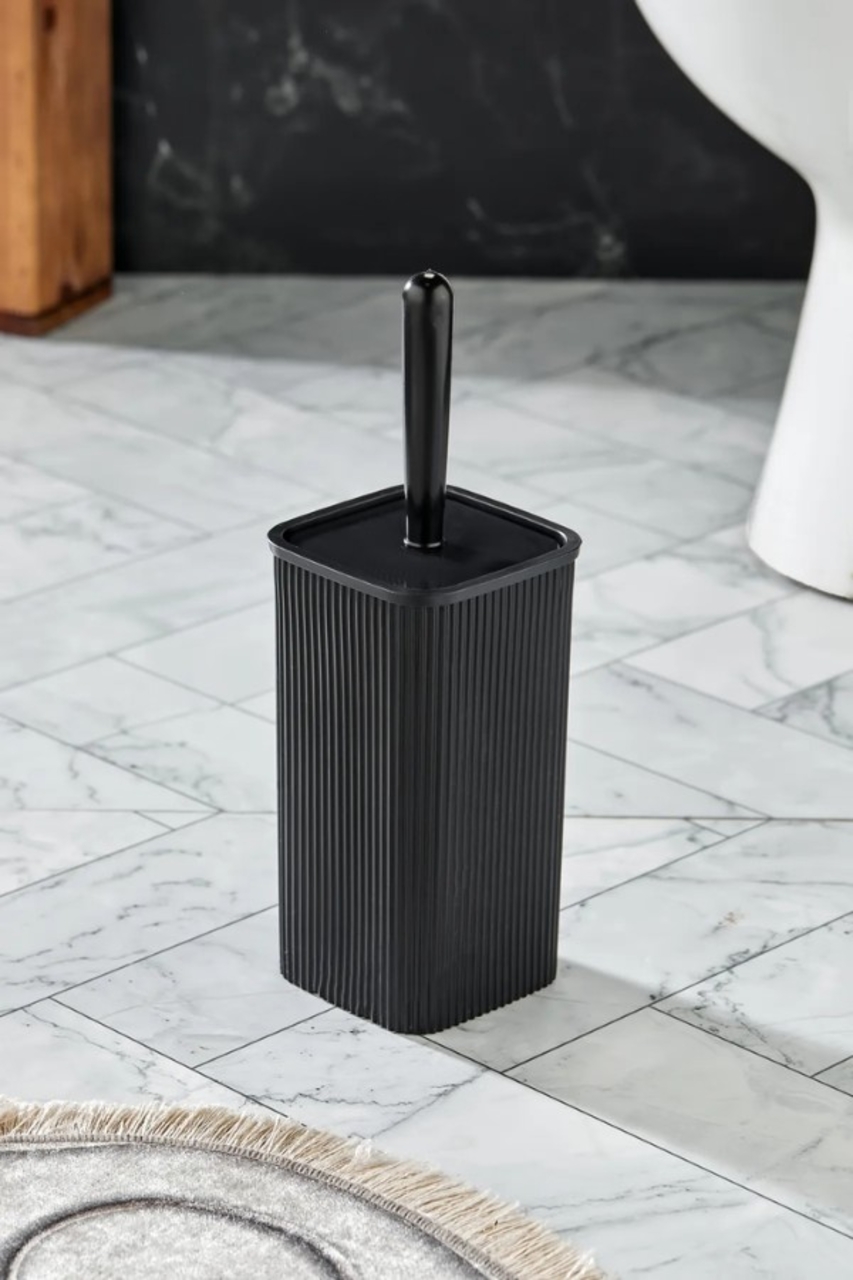Perie de toaleta, L'essentiel Maison, PZR-051, 17.5x7 cm, Negru
