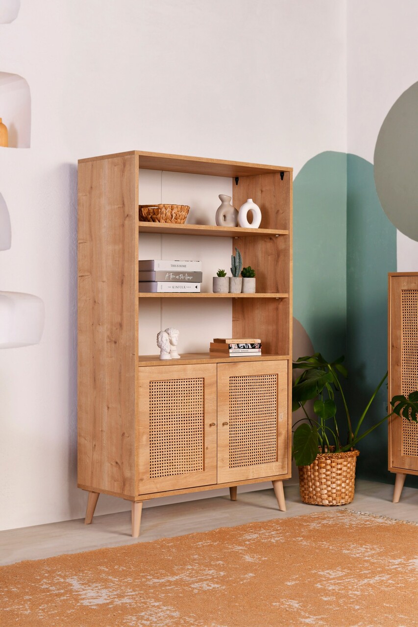 Corp biblioteca, Wolina, Hazeran Bookshelf, 40x90x110 cm, Lemn de carpen, Stejar - 1 | YEO