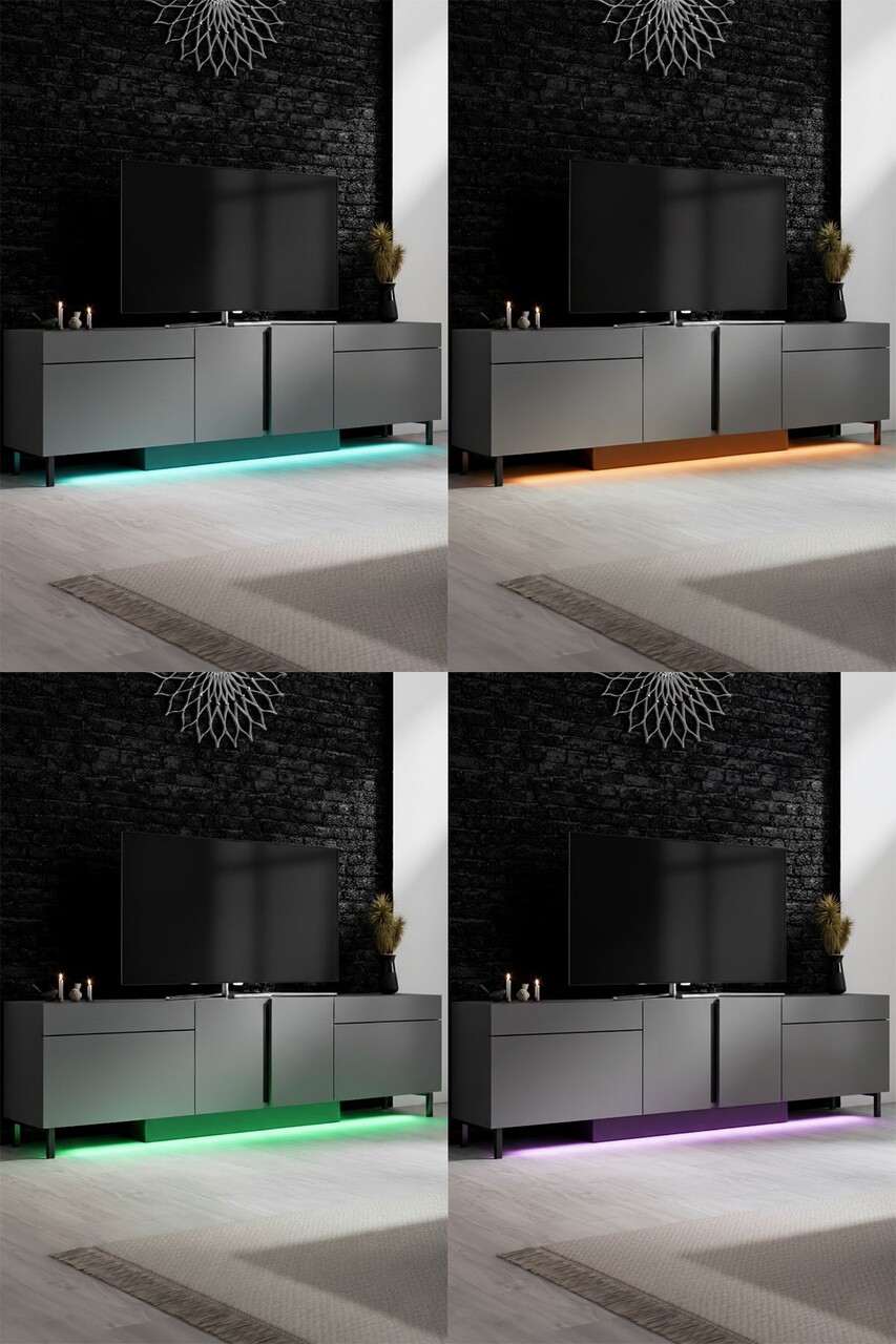 Comoda TV, Hanah Home, Paris, 180x50x32 cm, Antracit - imagine 5