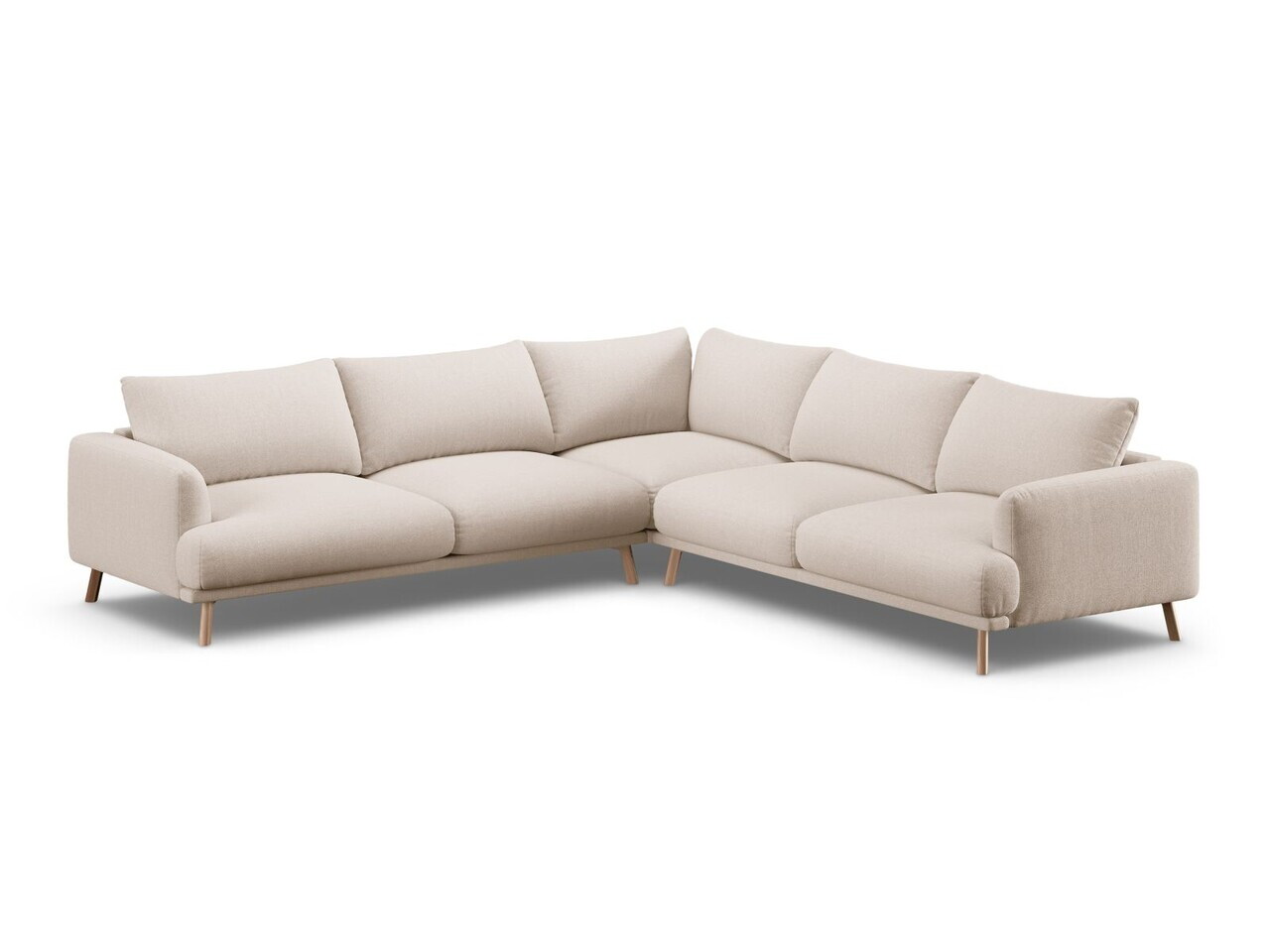 Coltar simetric 5 locuri, Naomi, Micadoni Home, 280x280x75 cm, tesatura structurata, bej — imaginea 5