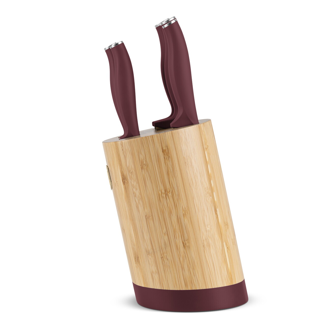 Set 5 cutite cu suport rotund Berlinger Haus, Leonardo, inox/bambus, visiniu mat/natur - imagine 10
