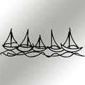Decoratiune de perete, Ships In Water, metal, 68 x 24 cm, negru