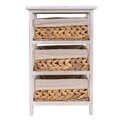 Comoda cu 3 cosuri Creaciones Meng, 35x25x57 cm, lemn de paulownia, alb antic