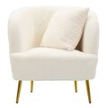 Fotoliu cu perna decorativa Soffy, Mauro Ferretti, 73x66x78 cm, lemn de pin/piele ecologica, alb/auriu