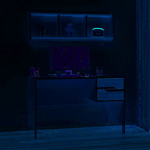 Set birou si biblioteca, Hanah Home, Ruby Desk + Shelf Set, 120x76x60 cm, Piatră Lunii / Nuc