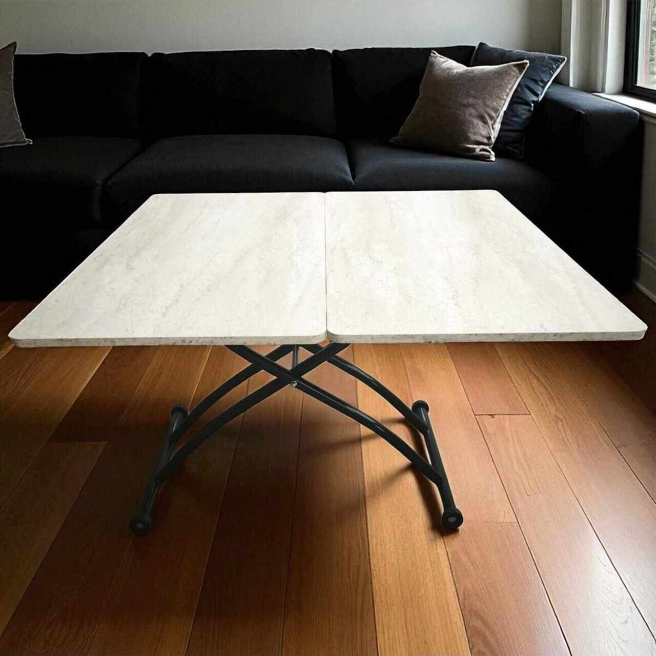 Masuta de cafea, Hanah Home, Juppo Ext, MDF, Travertin / Negru — imaginea 6
