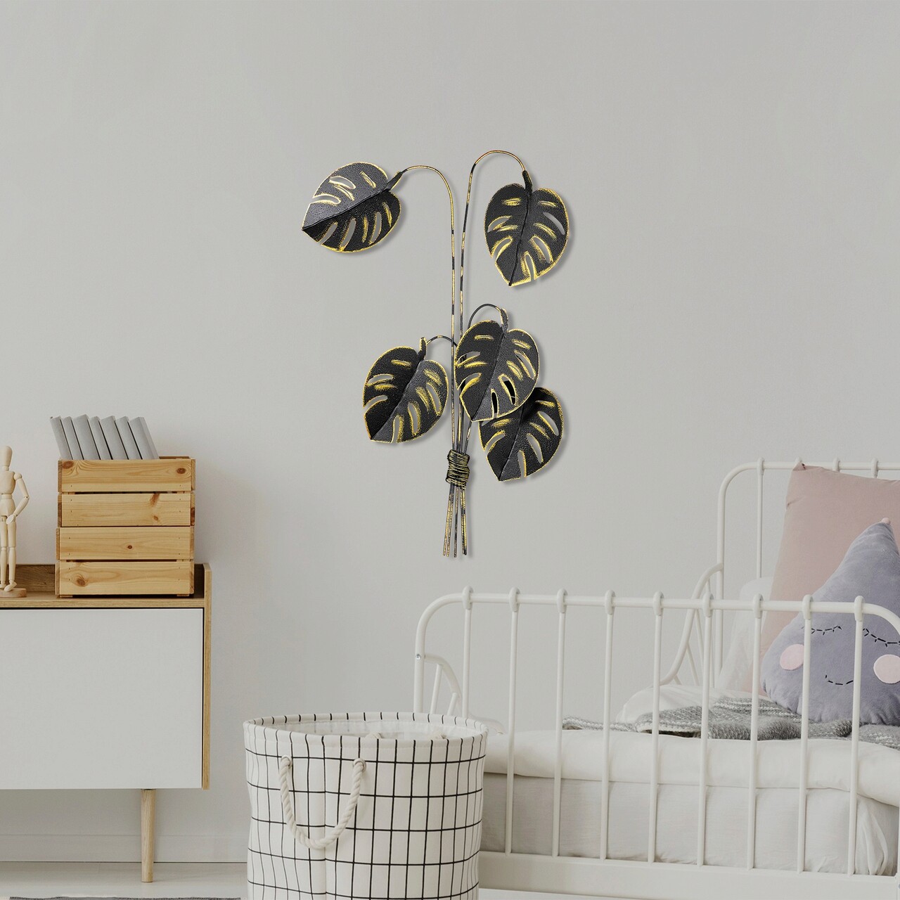 Decoratiune de perete, Monstera, Metal, Dimensiune: 68 x 98 cm, Multicolor - 2 | YEO