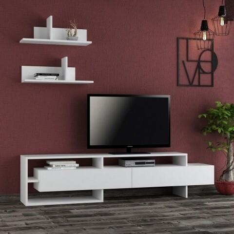 Comoda TV, Homitis, Gara – White, 32x180x42 cm 32x180x42