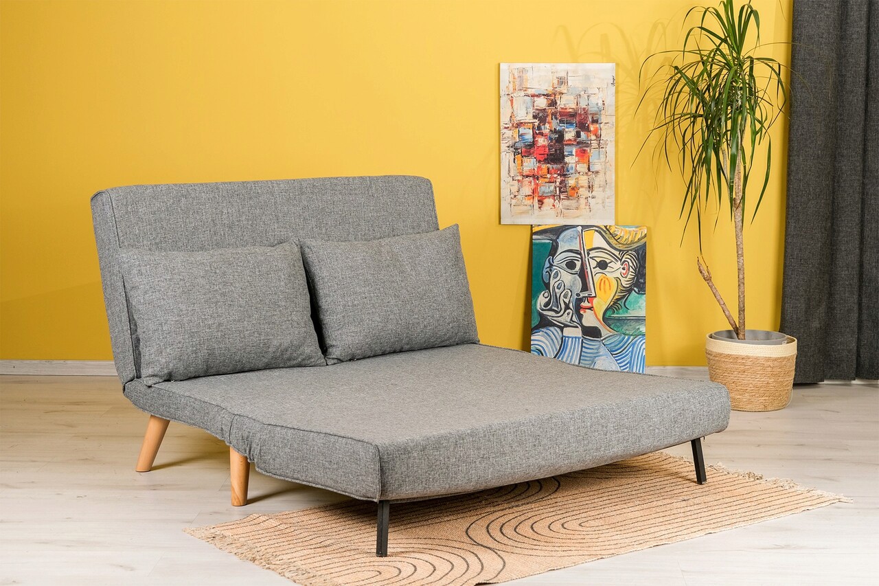 Canapea extensibilă cu 2 locuri, Futon, 859FTN2716, Metal , Gri deschis - 1 | YEO