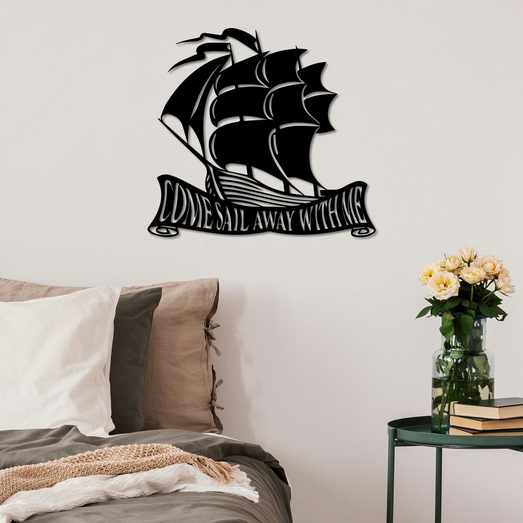 Decoratiune de perete, Come Away, Dimensiune: 55 x 50 cm , Negru
