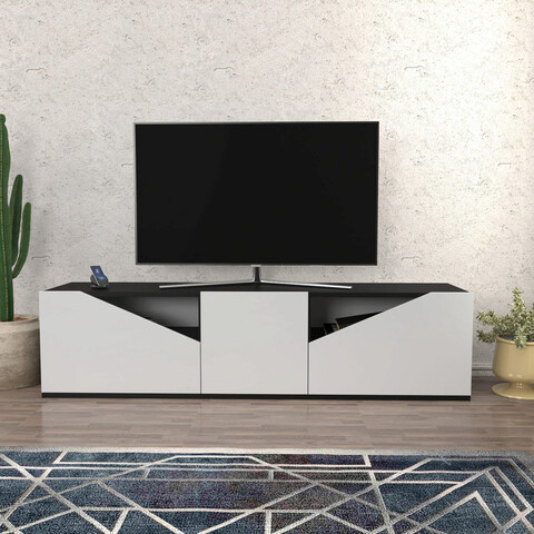 Comoda TV, Retricy, Carson, 160×35.3×40 cm, PAL, Antracit/Alb 160x35.3x40