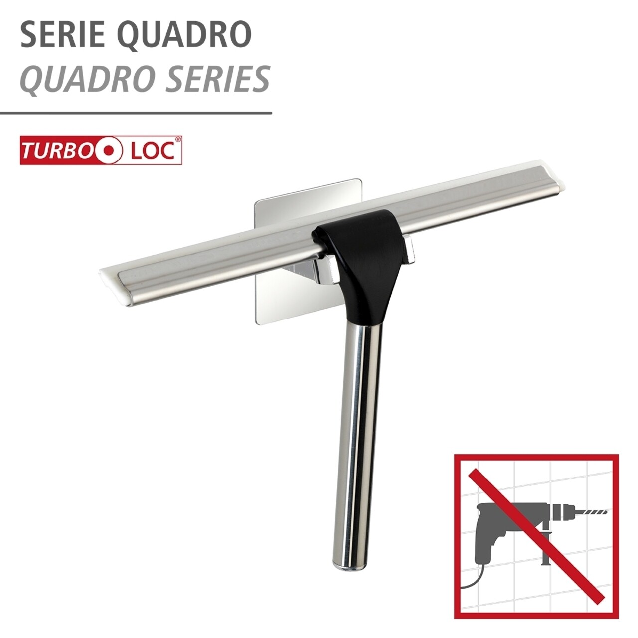 Suport Autoadeziv Pentru Racleta, Wenko, Quadro Turbo-Loc®, 23 X 17.5 X 5 Cm, Inox/plastic