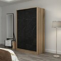 Dulap pentru haine, Minerva, Kale Oak Stone, 120x210x52 cm, PAL, Stejar / Piatra