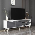 Comoda TV, Odessa, Noyan, 150x30x48 cm, PAL, Alb / Antracit