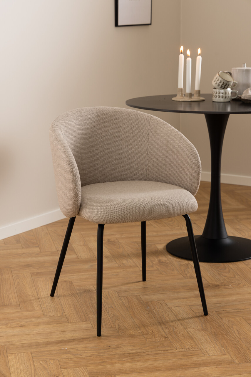 Scaun Eleanor, Actona, 55.5x55x79 cm, tesatura structurata/otel, bej/negru mat - view 8
