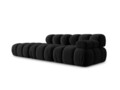 Canapea modulara 4 locuri cotiera stanga, Bellis-51, Micadoni Home, 282x94x70 cm, catifea, negru