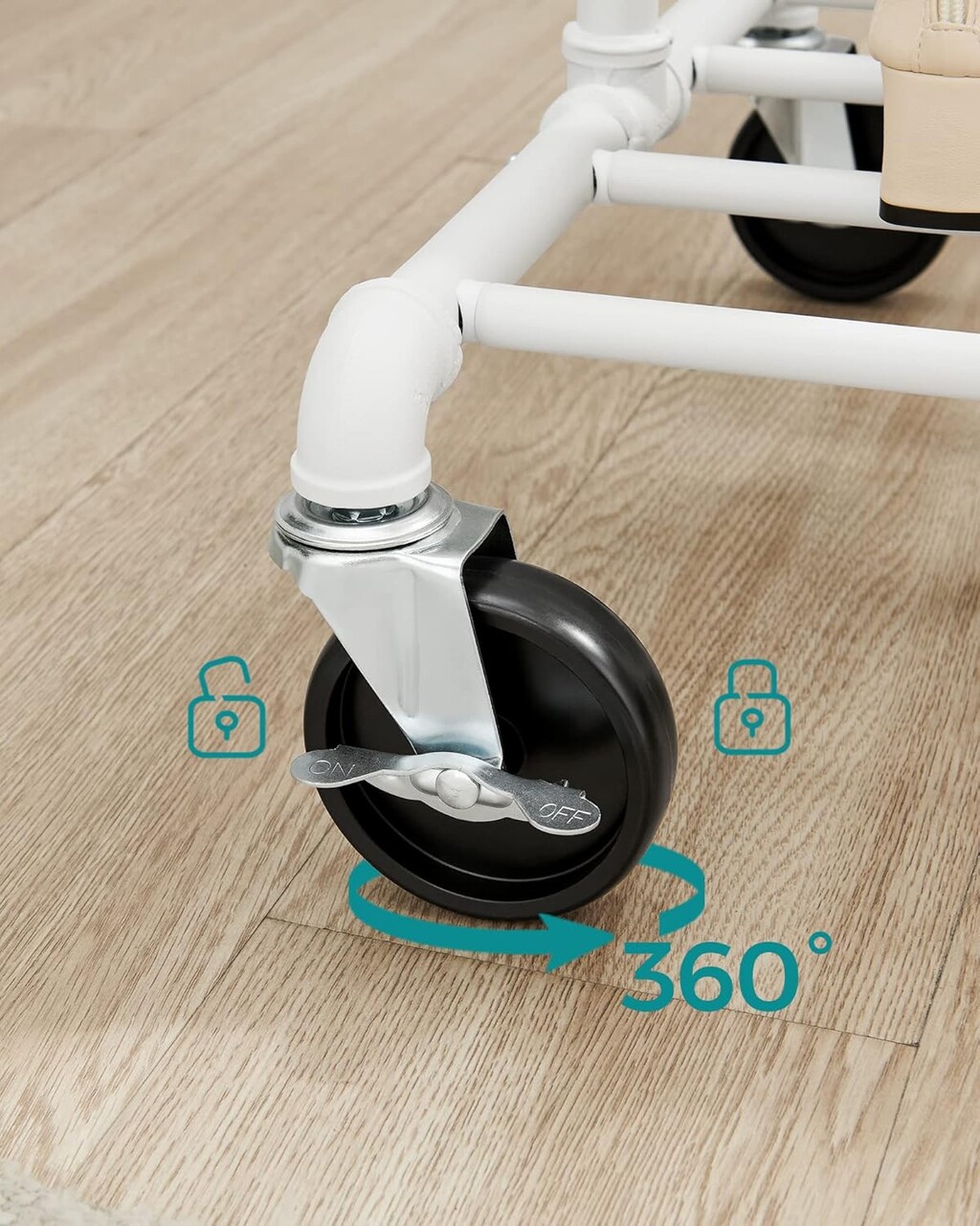 Suport mobil pentru umerase, Songmics, 100x49x163 cm, max 90 kg, otel, alb - imagine 7