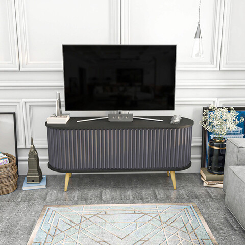 Comoda TV, Retricy, Stor, 140x43x64 cm, PAL, Negru / Antracit mezoni.ro