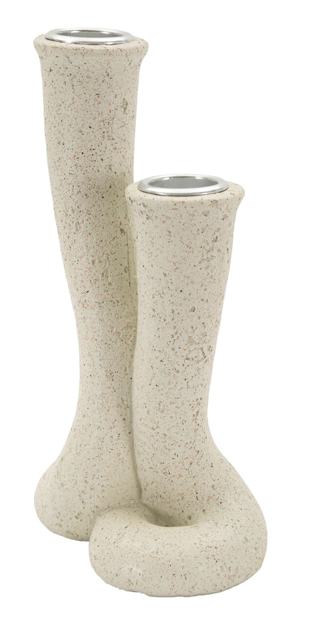 Suport lumanare Stons, Mauro Ferretti, 10x6.5x17.5 cm, polirasina, crem