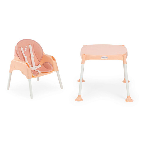 Scaun de masa pentru bebelusi, 3in1, 86x55 cm, Plastic, Roz somon