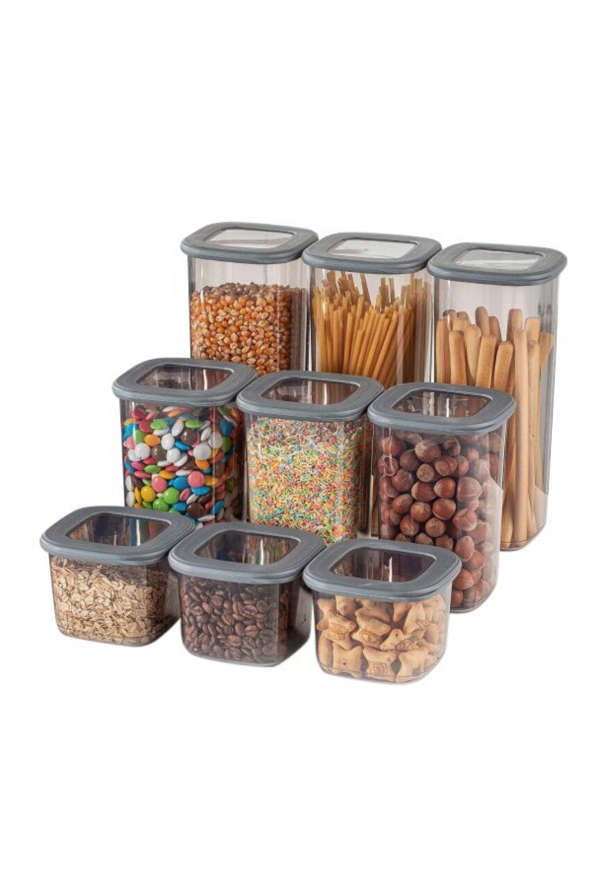 Set recipiente depozitare, Hermia, 964FRM1108, Dimensiune: 10 x 10 x 16,5 cm / 1200 ml (3 bucăți), Antracit - view 7
