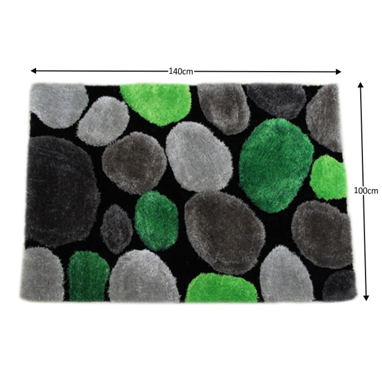 Covor Pebble Koberec Vzor, 100 X 140 Cm, 100% Poliester, Verde/gri/negru