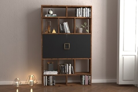 Biblioteca rf.004.004.136, gauge concept, 93x22x150 cm, pal, aluna/negru