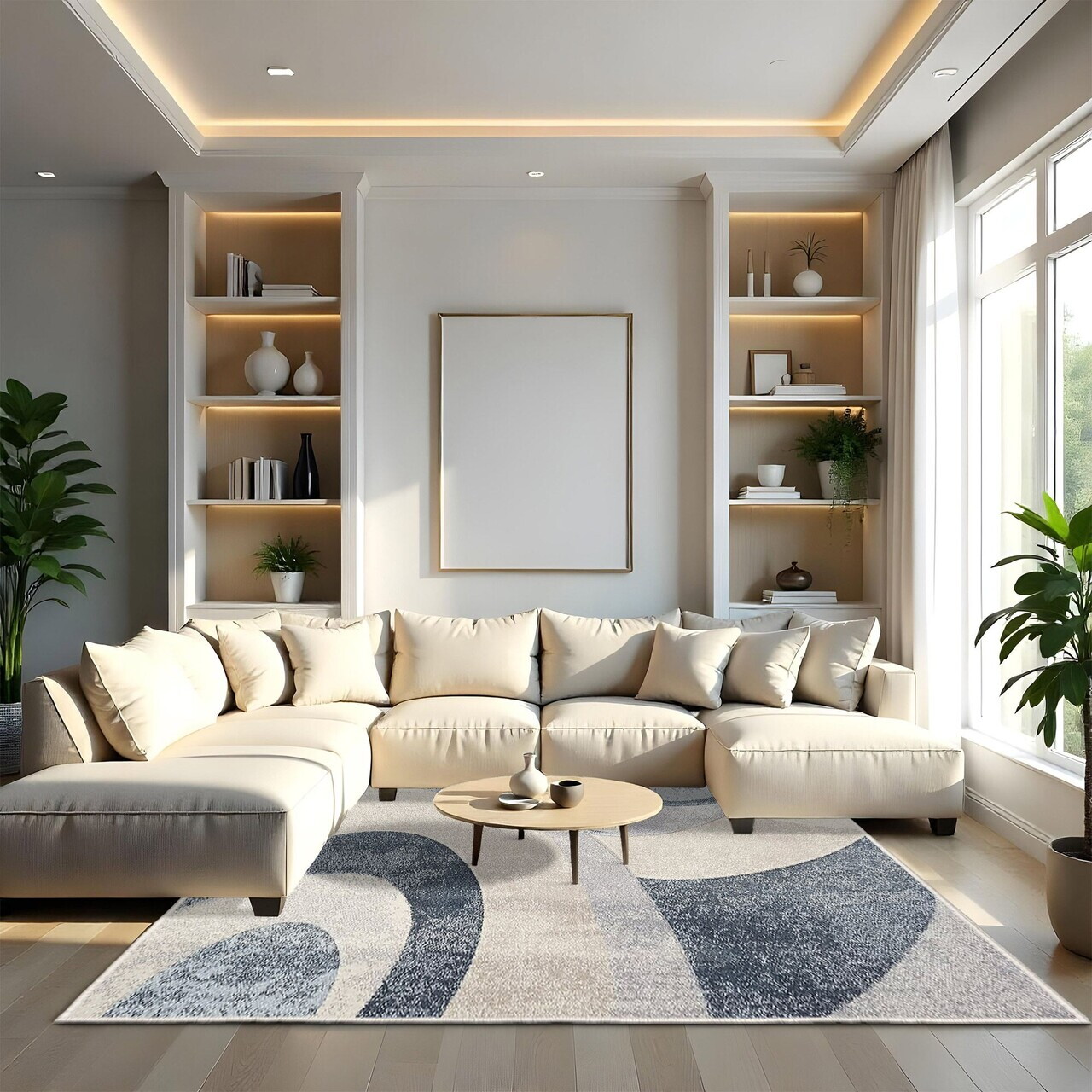 Covor, Woopamuk275, 100x150 cm, Bumbac/Poliester, Albastru - view 2