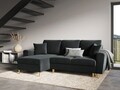 Coltar extensibil reversibil 4 locuri, Moghan, Micadoni Home, GL, 241x145x88 cm, catifea, gri inchis