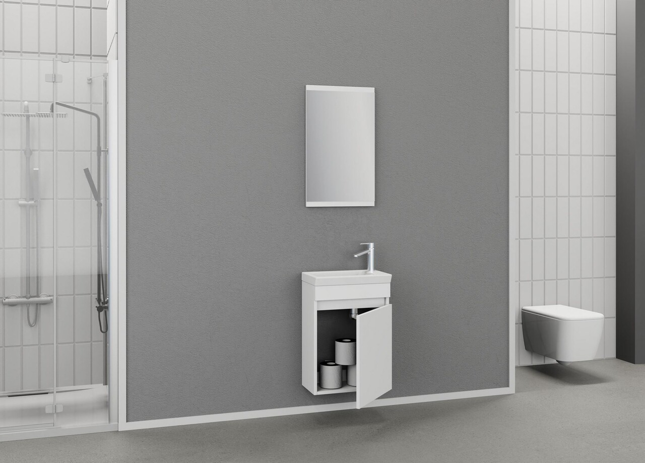 Set mobilier de baie (2 piese), Hanah Home, Mare 45, Alb mat - view 4