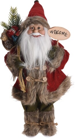 Decoratiune de Craciun Santa, H 80 cm, plus/poliester, maro/rosu