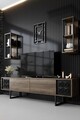 Comoda TV, Bexley, Black Line, 180x30x48 cm, PAL, Nuc / Negru