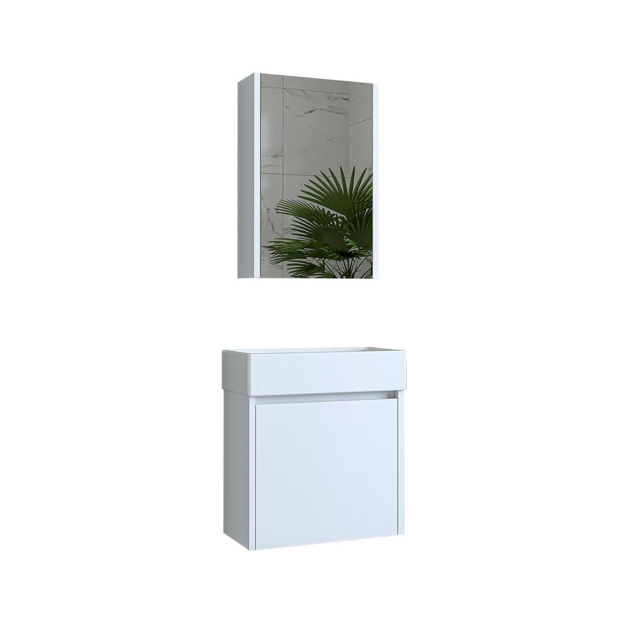 Set Dulap de Baie cu Chiuvetă și Oglindă (2 Piese), Hanah Home, 1838, PAL MELAMINAT, Alb — imaginea 6