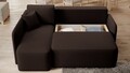 Coltar extensibil stanga 3 locuri ELTAP, Hadson, 206x150x89 cm, lemn/poliester, maro inchis