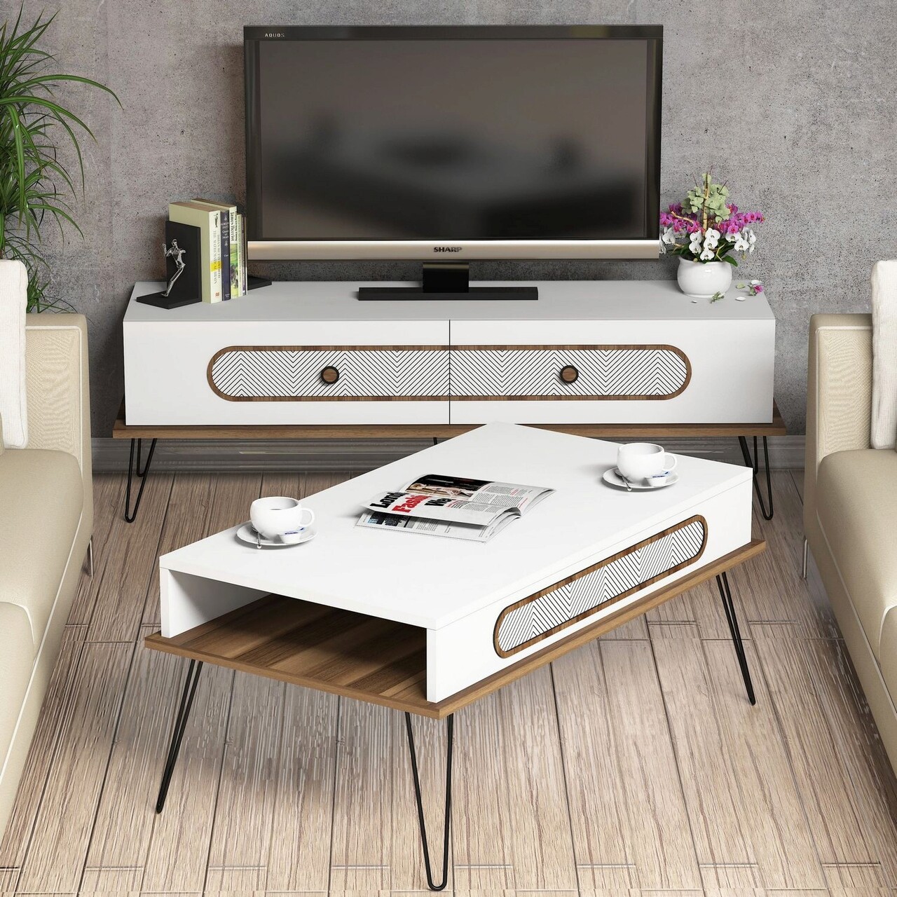 Set Mobilier Living, Hommy Craft, Ekol, Alb