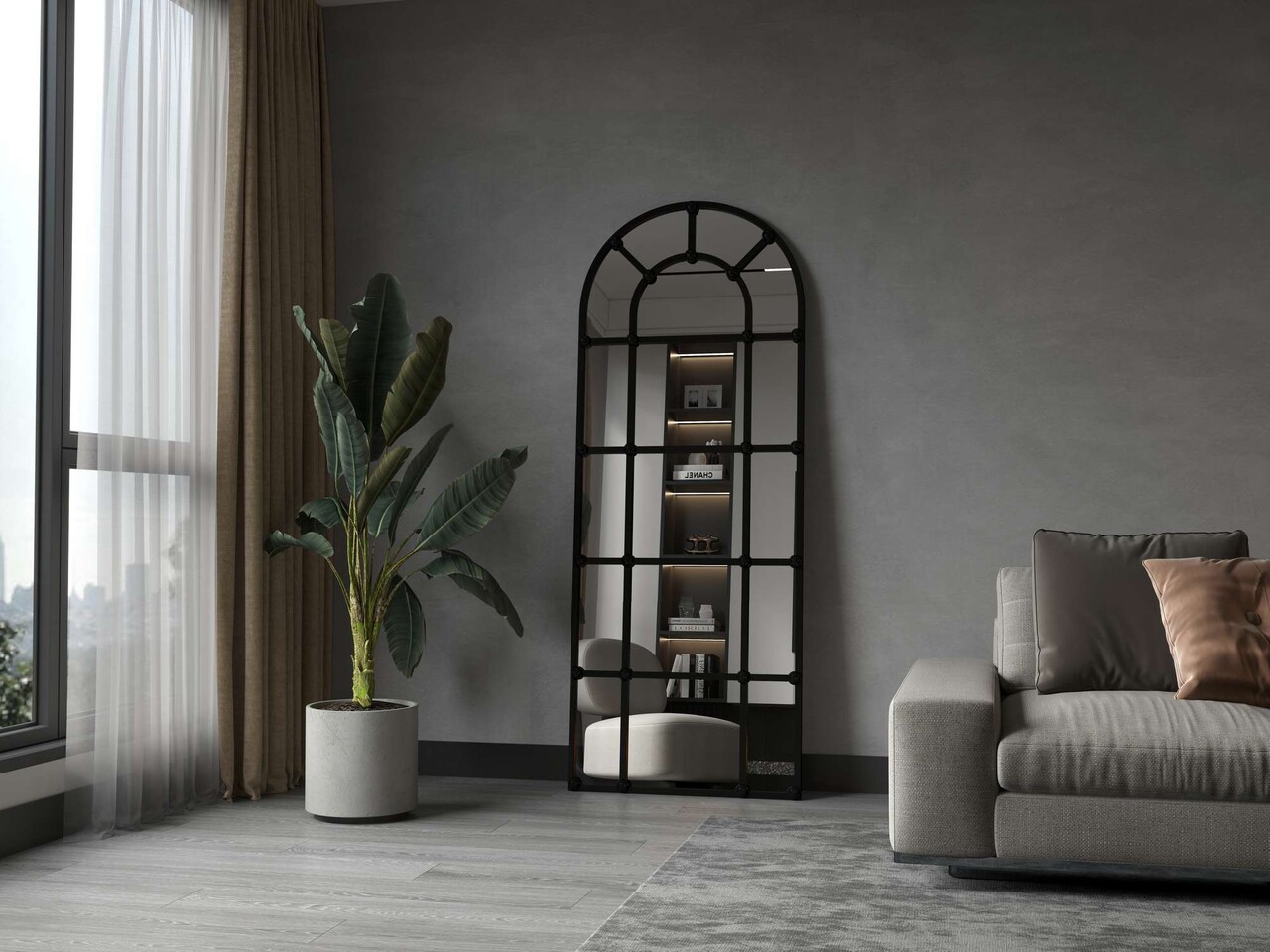 Oglinda Cheval Hanah Home Ovalis Dar 70x180 cm Metal Negru