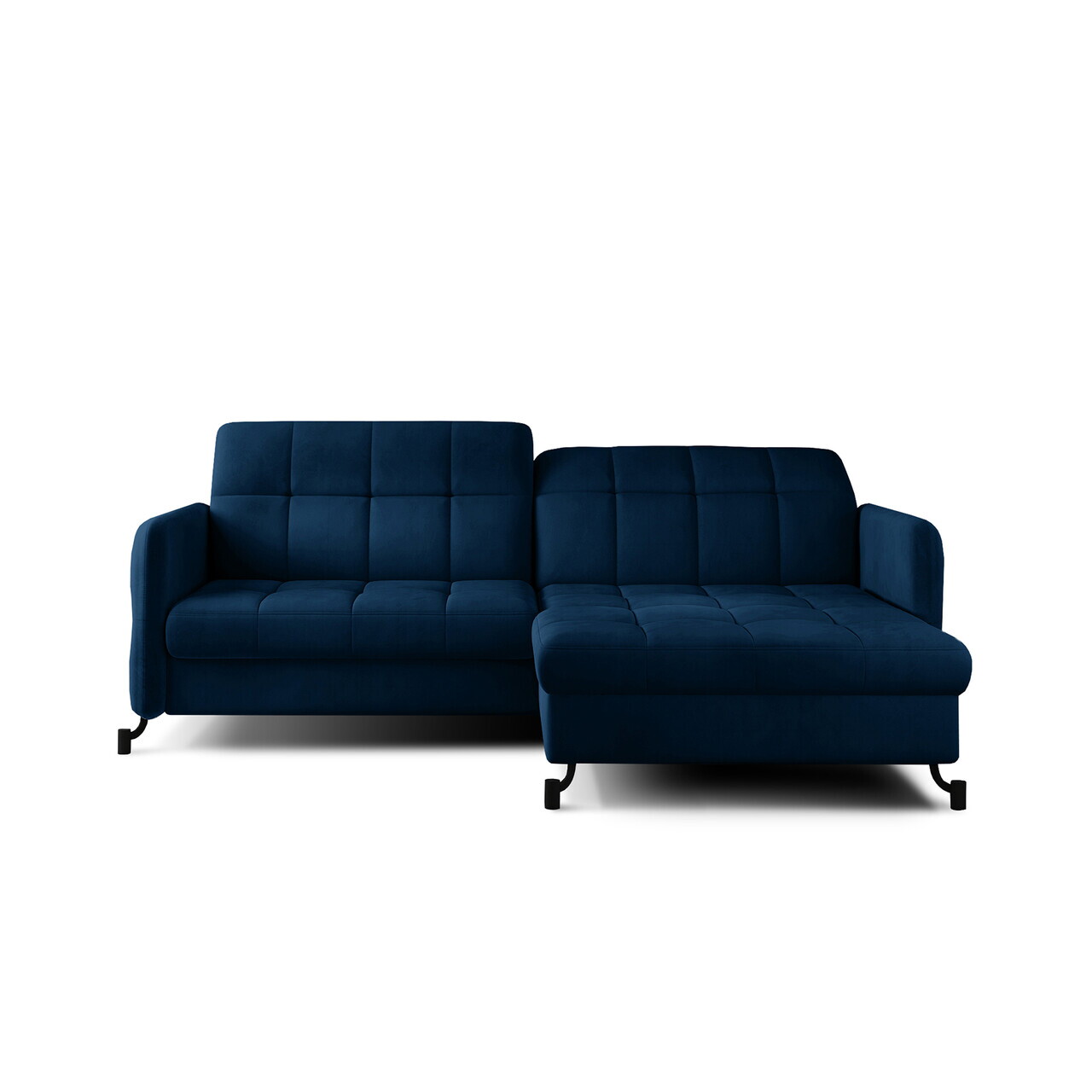 Set coltar extensibil dreapta 3 locuri si taburet ELTAP, Lor_PP_04, Lorelle, 225x160x105 cm / 100x70x45 cm, lemn/poliester, albastru inchis - view 2