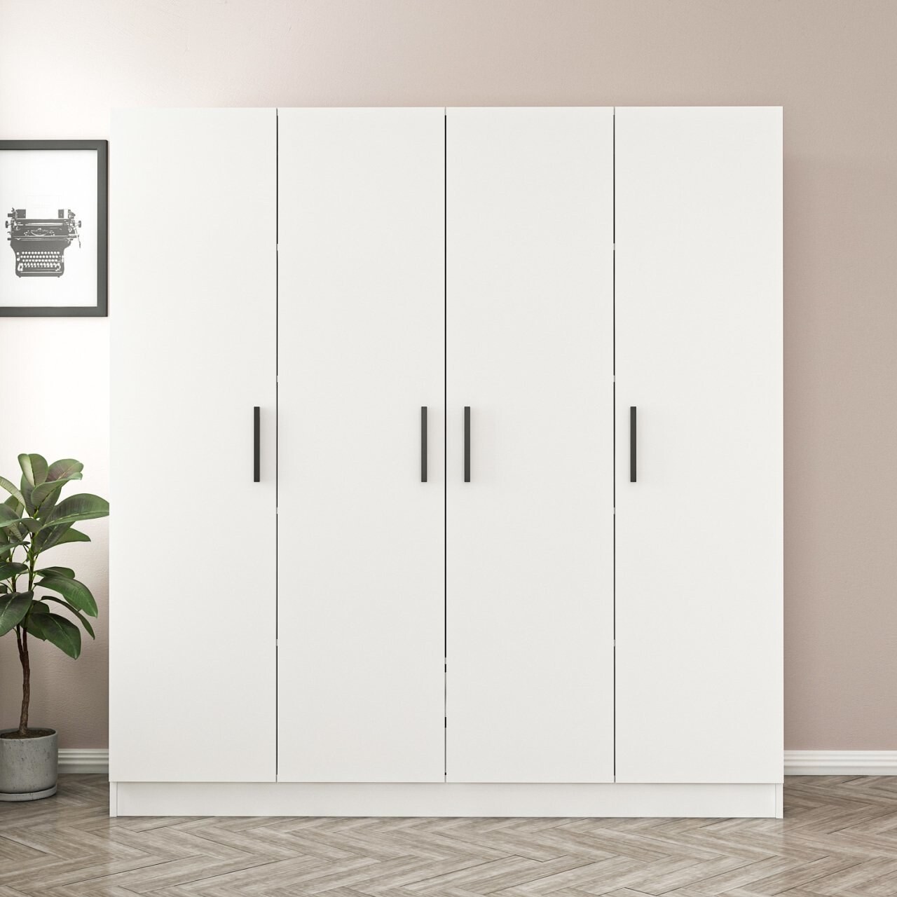Dulap pentru haine, Minerva, Kale, 180x190x52 cm, PAL, Alb - 1 | YEO