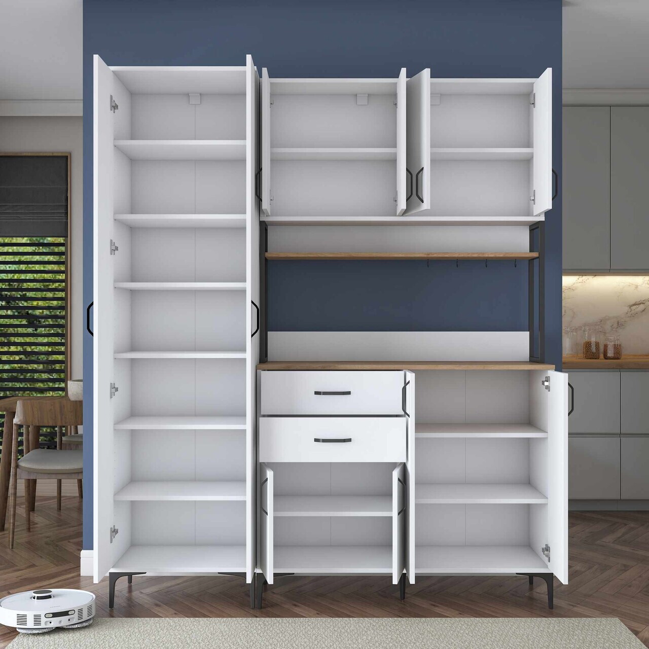 Dulap multifunctional, Hanah Home, JE267, 180x218.6x45 cm, Alb/Maro — imaginea 4