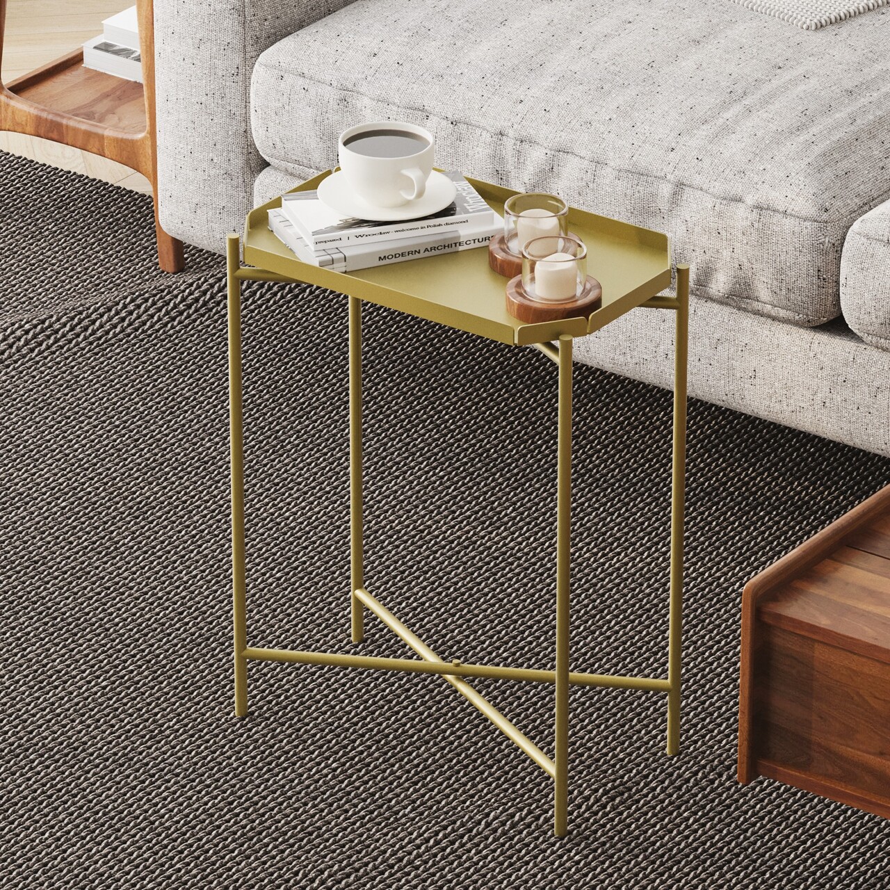 Masuta de cafea, Cerritos, Shb-009-A, 26x56x40 cm, Metal, Auriu - 1 | YEO