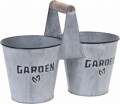 Ghiveci dublu pentru flori Duo Bucket, 10l, metal/lemn, gri