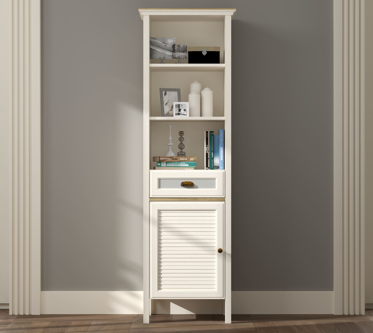 Dulap multifunctional, Hanah Home, FRN-21021, 60.4x194x44.2 cm, PAL, Crem / Stejar / Gri - view 2