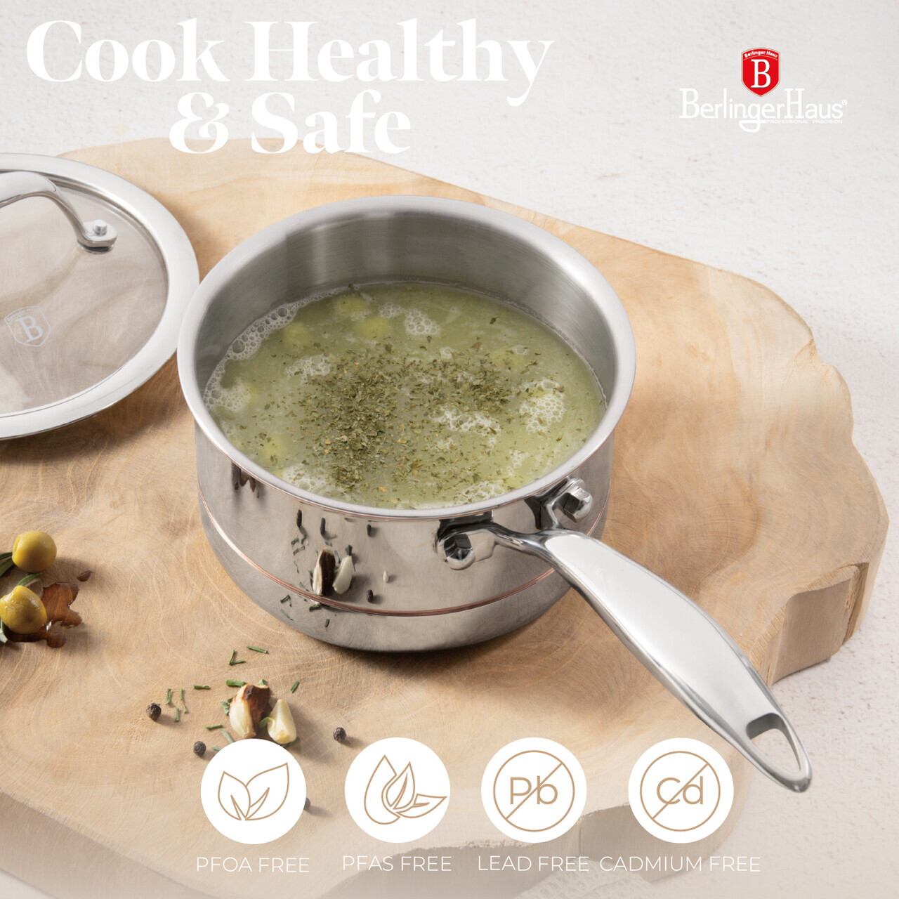 Cratita cu capac Berlinger Haus, Copper Touch, 16 cm, inox, argintiu - imagine 16