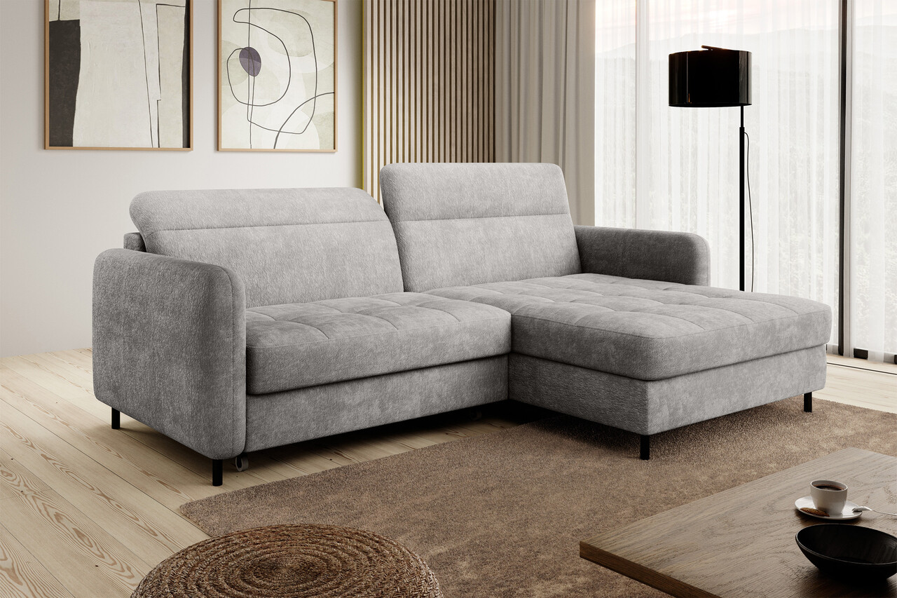 Coltar extensibil stanga 3 locuri ELTAP, LT-03TOU, Gomsi, 228x165x100 cm, lemn/poliester, gri - 1 | YEO