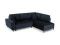 Coltar extensibil dreapta 5 locuri, Moghan, Micadoni Home, BL, 243x194x88 cm, catifea, albastru inchis