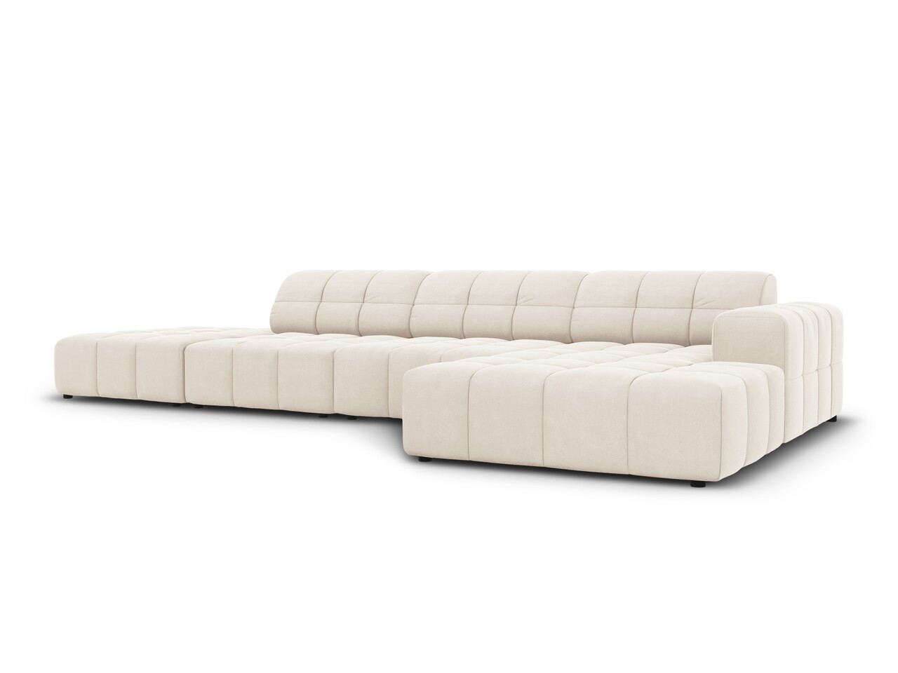 Coltar dreapta 5 locuri, Jennifer-51, Micadoni Home, 341x166x70 cm, catifea, bej deschis - 1 | YEO