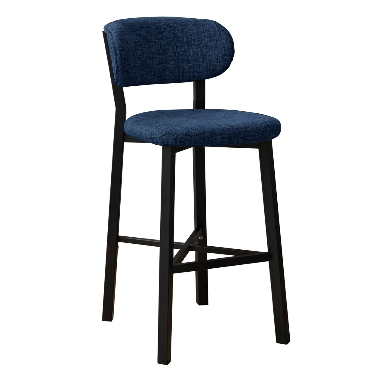 Scaun de bar, Hanah Home, Luna, 42x100x45 cm, Fier/Poliester/In, Albastru navy — imaginea 7