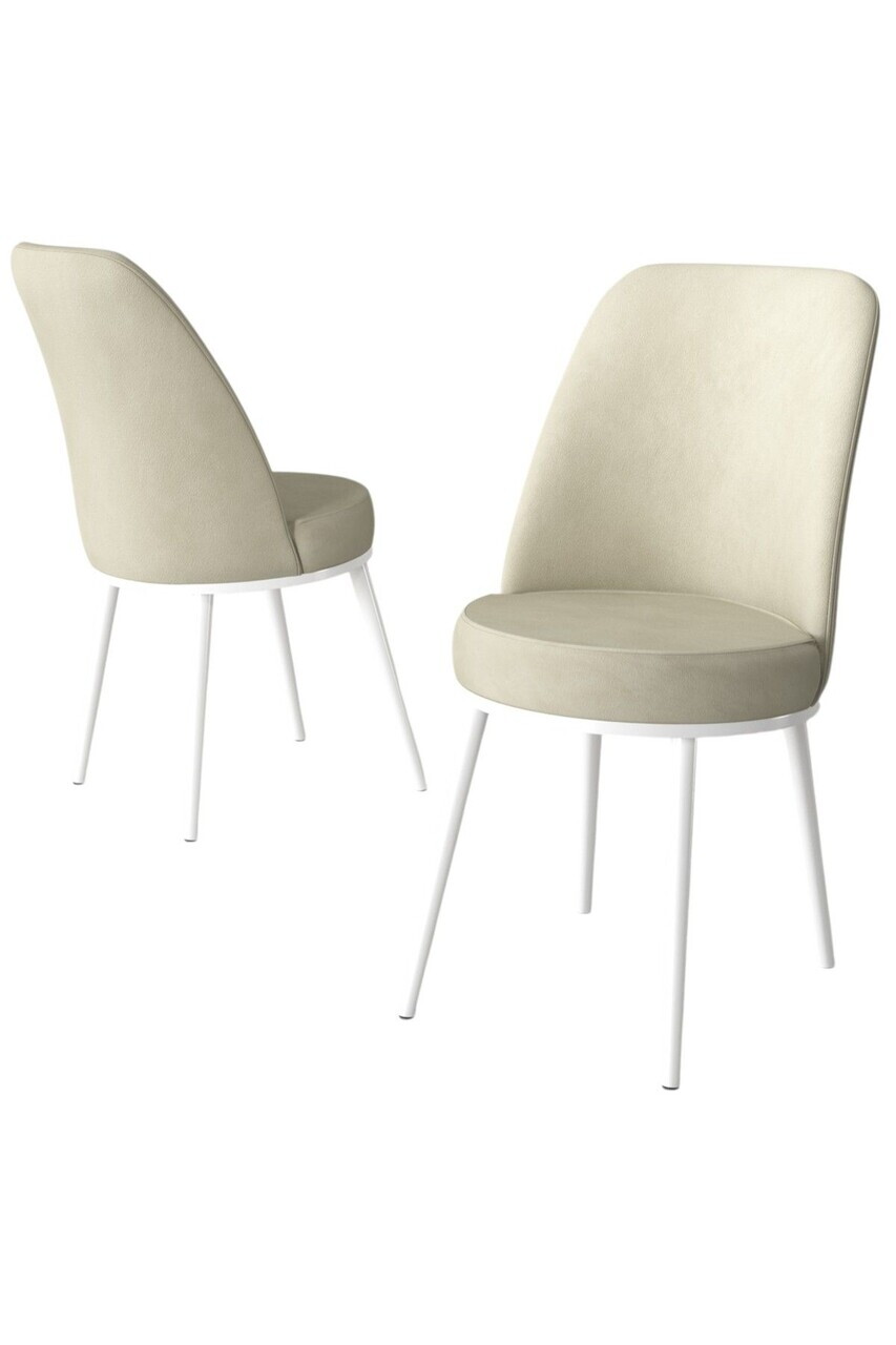 Set scaune 6 piese, Hanah Home, Jaxe, Crem/Alb — imaginea 2