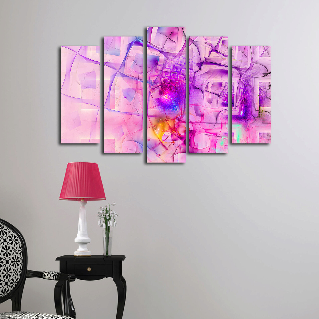 Set 5 tablouri decorative, 5PATK-222, Canvas, 19 x 70 cm, Multicolor - 2 | YEO