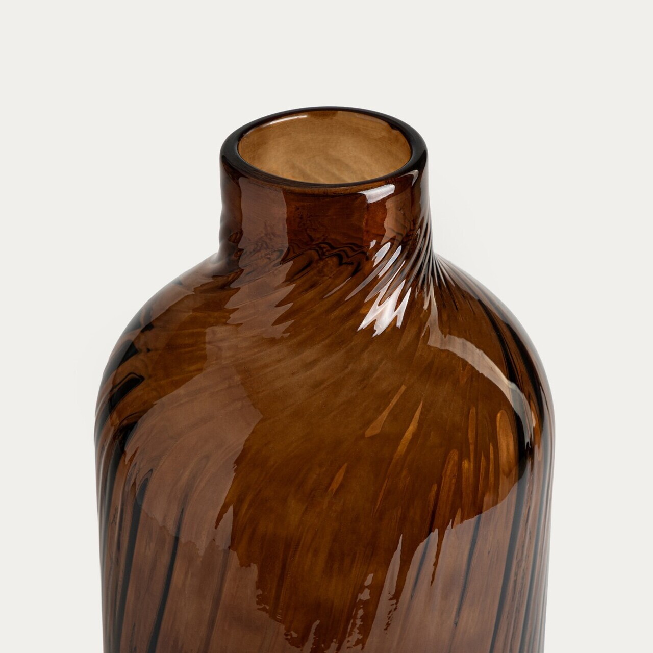 Vaza Formae, Homla, 18.5x36.5 cm, sticla, maro — imaginea 3